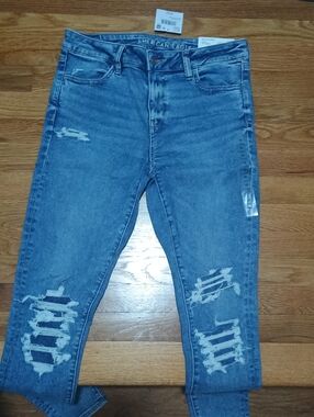 American Eagle Outfitters Medium Blue Distressed  Jeggings